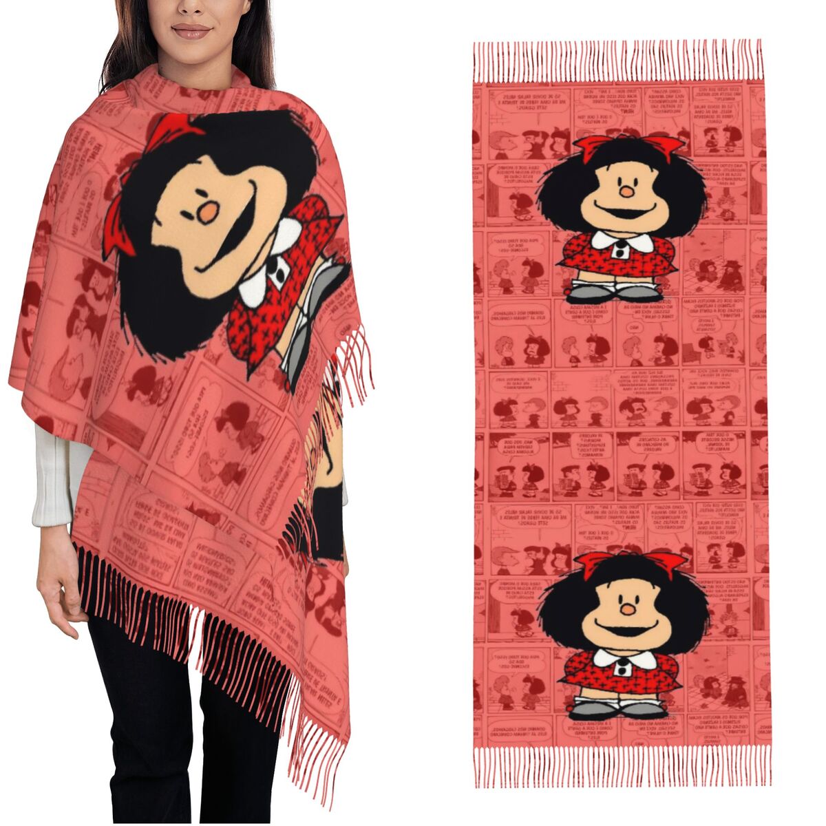 Pashmina Wrap Large - Lenço de borla feminino mafaldas dos