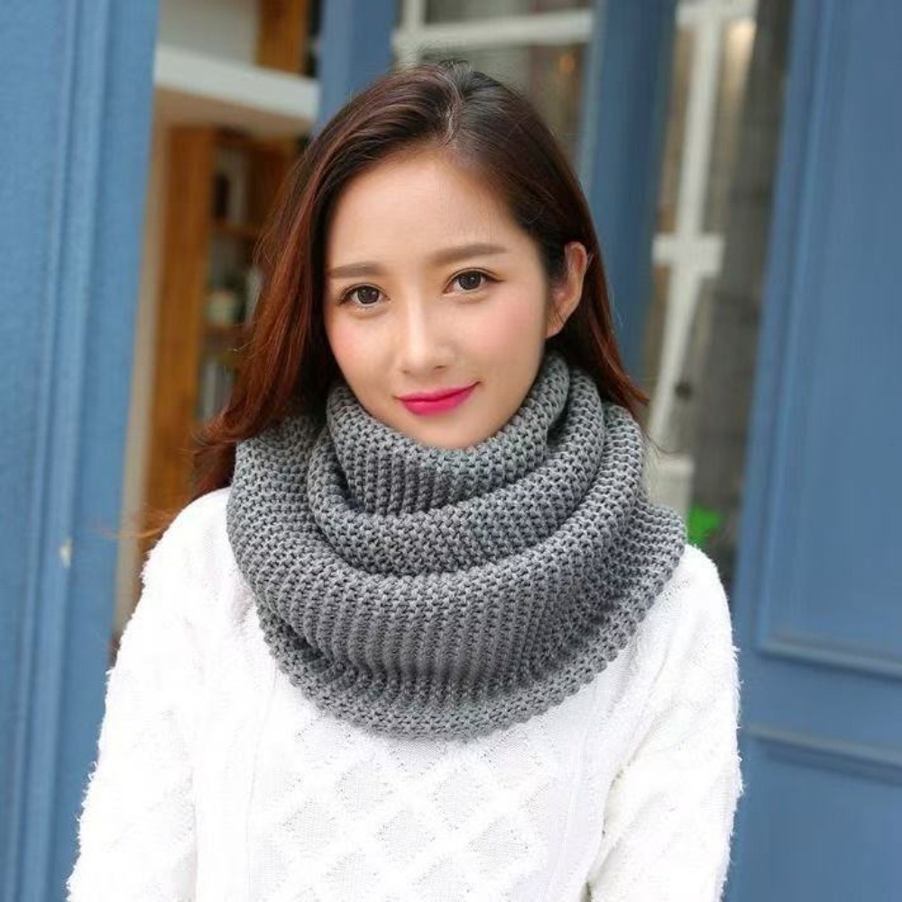 Infinity Scarf Knit - Cachecol de Cor Sólida com Padrão
