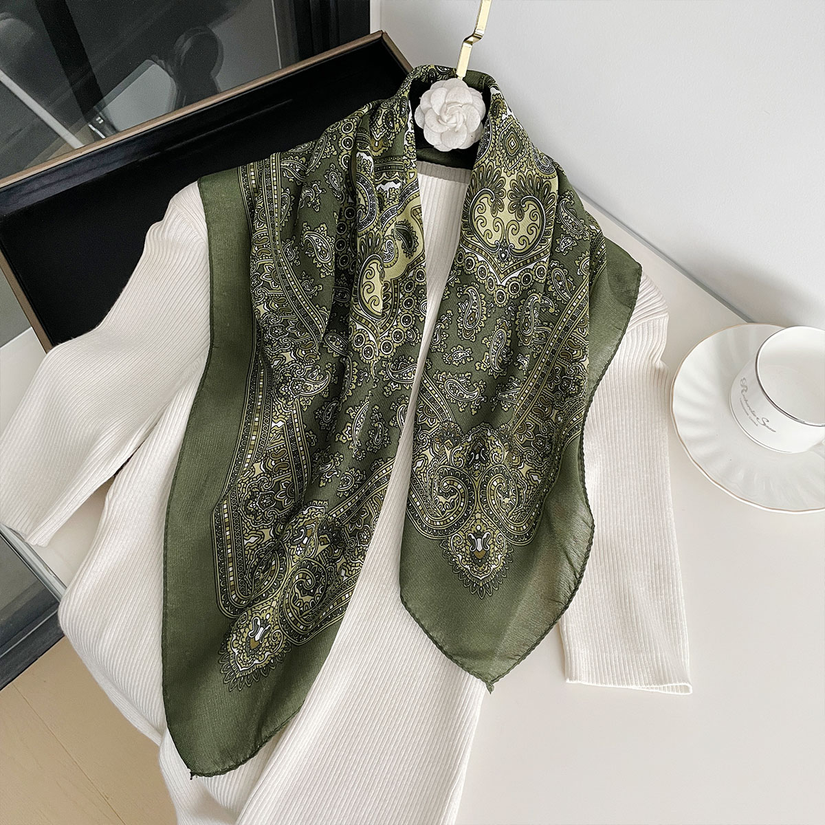 Nova moda 70x70cm cachecol fem - Bandana Cotton avaliação e preço
